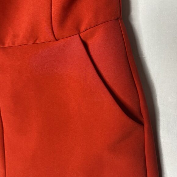 She + Sky Strapless Romper Sz S Red Lined Pockets Shorts Fitted Pinup Rockabilly - Picture 8 of 10